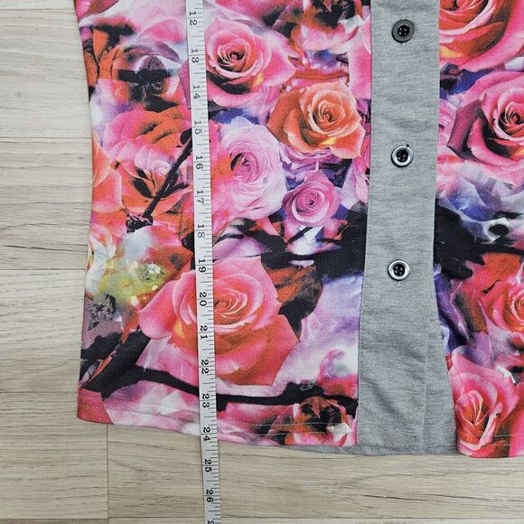 REDFOX Womens Pink Rose Floral Button Up Jersey Medium - Picture 5 of 6